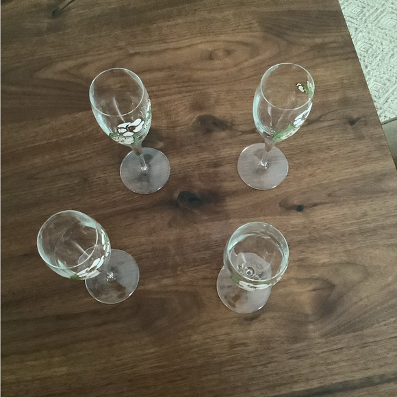 Vintage set of 4 Perrier Joulet flutes Belle Epoque Floral stemware - Picture 3 of 3